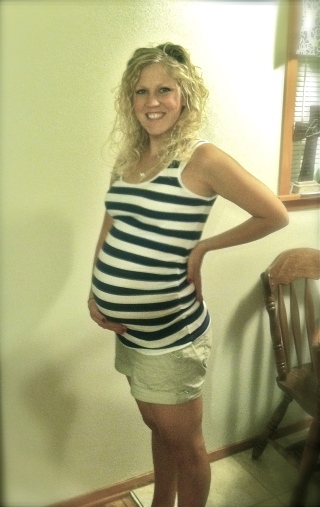 32'ish weeks pregnant with the little guy.